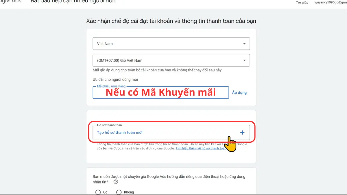 chế độ cài đặt tk