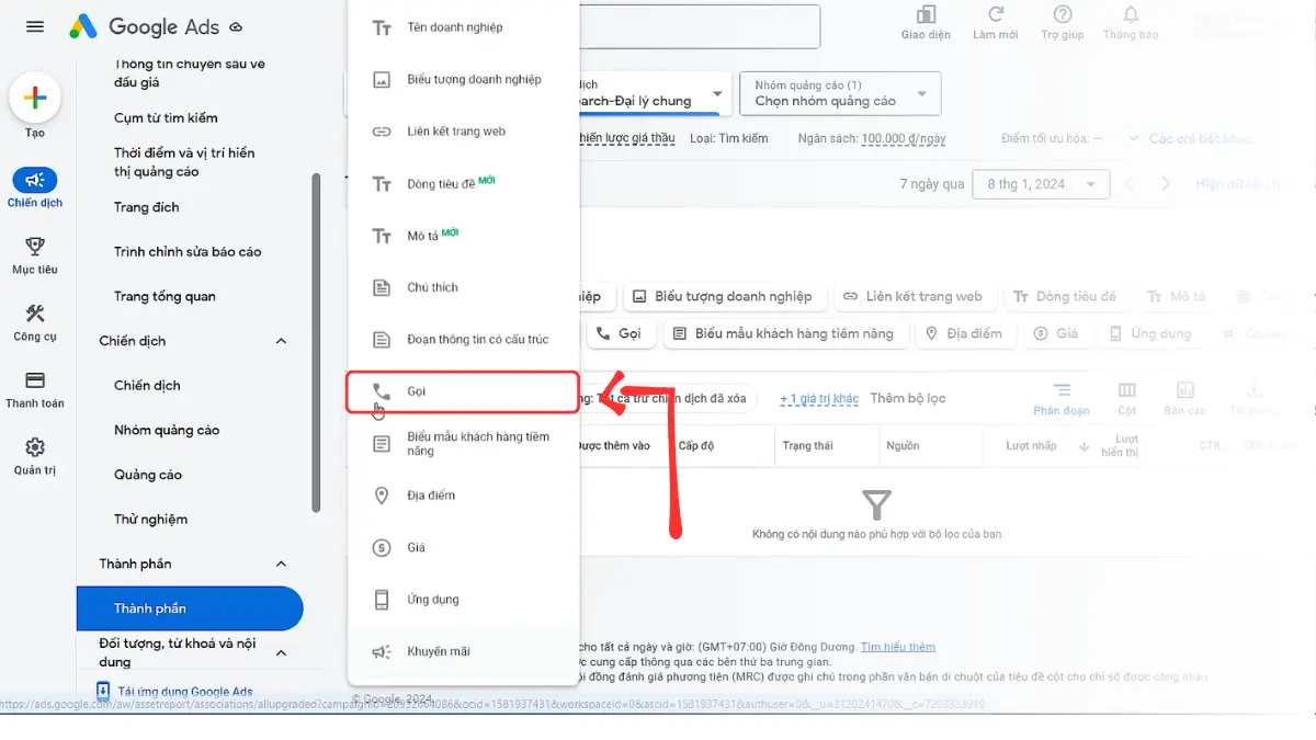 thành phần cuộc gọi
