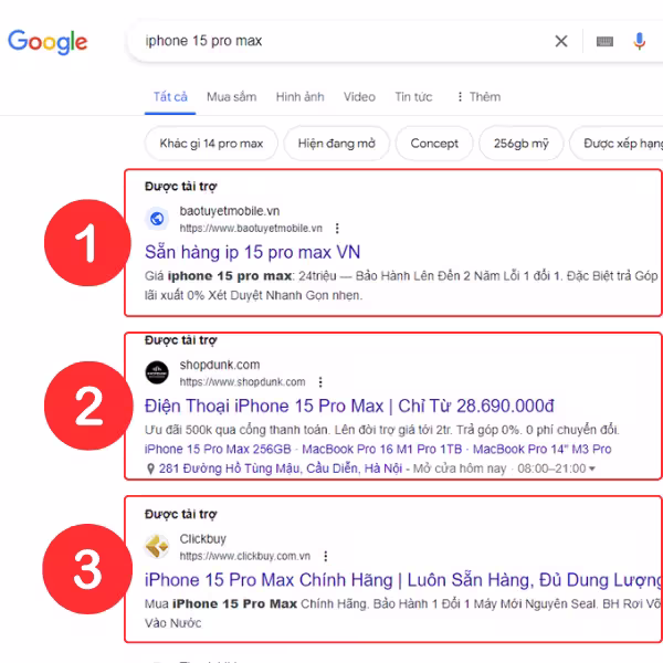 quảng cáo từ khóa top Google Ads