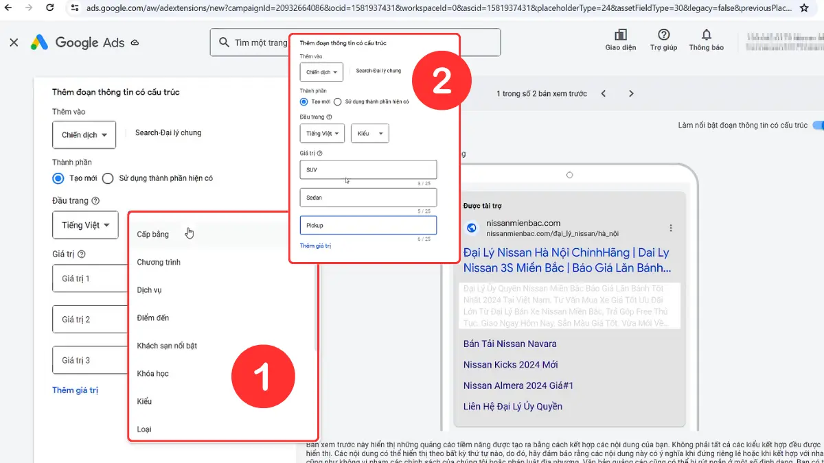 tạo đoạn thông tin có cấu trúc