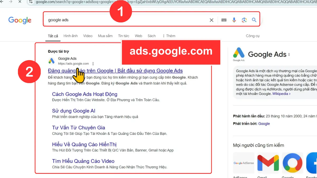 tìm google ads